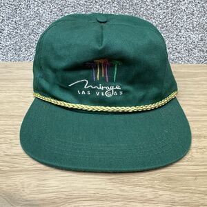 VTG 90s Mirage Las Vegas Casino Snapback Rope Hat Rainbow Palm Trees Trucker